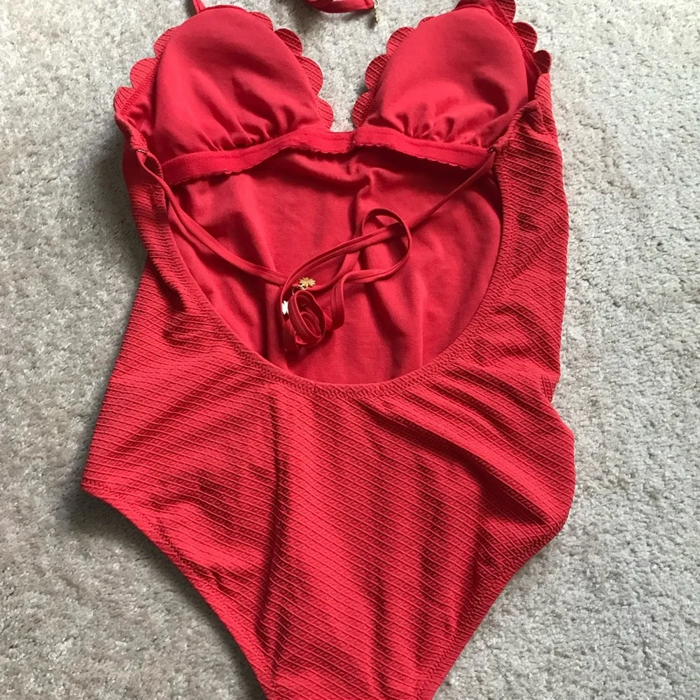 Jessica Simpson orange one piece bathing suit size small - Picture 3 of 6